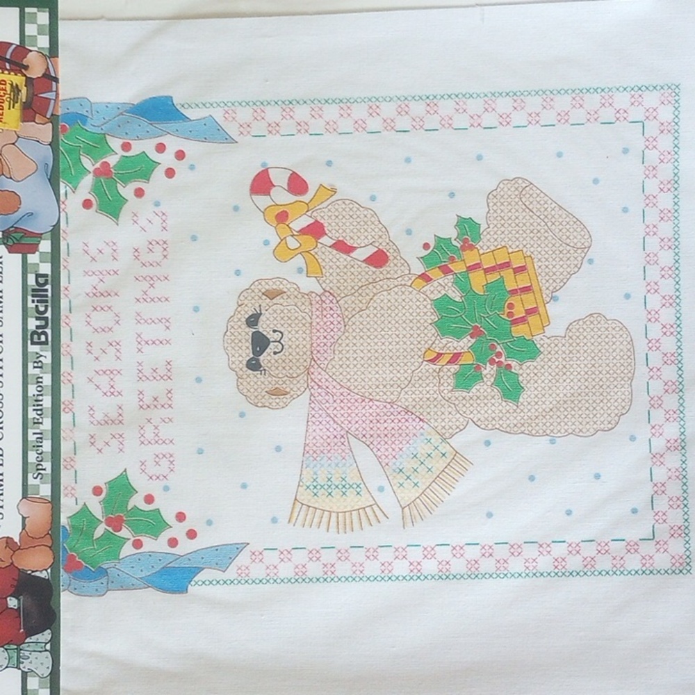 NWT 5 Bucilla Stamped Cross Stitch Christmas Sampler Kits. Santa, Bears, Rabbits - Picture 5 of 13